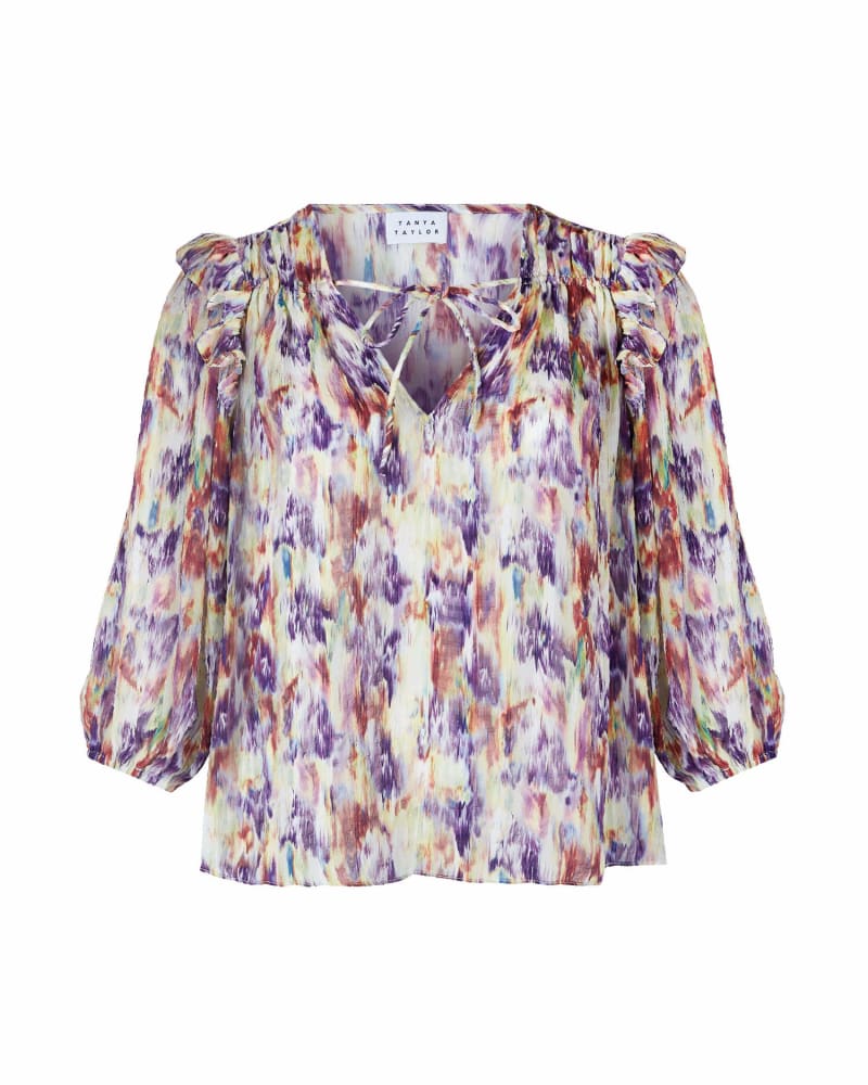 Front of a size 1X Delaney Top in PURPLE by Tanya Taylor. | dia_product_style_image_id:225928